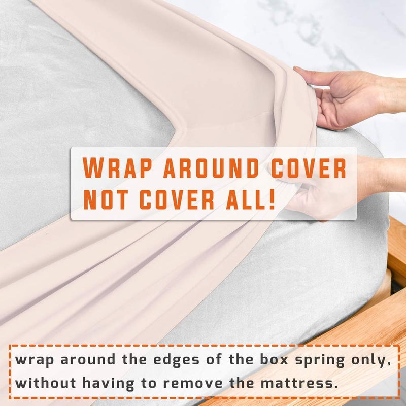 Twin Six Premium Bed Box Spring Cover, Update Bed Skirt, Mattress Protector Encasement,King, Linen - Image 2